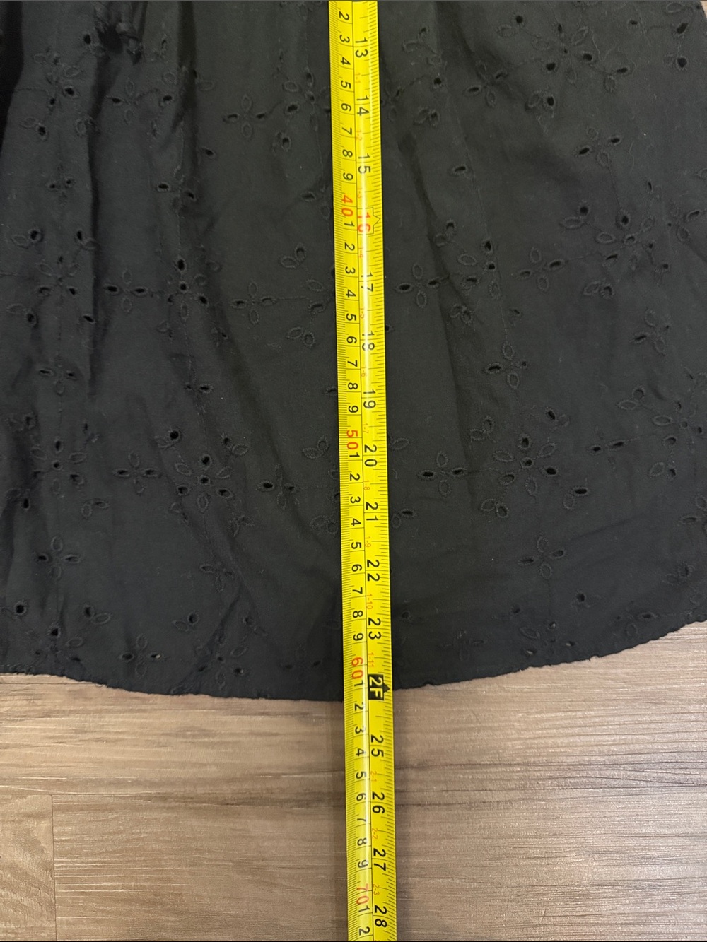 American Eagle Eyelet Cutout Babydoll Mini Dress XS Black 100% Cotton - Picture 8 of 15